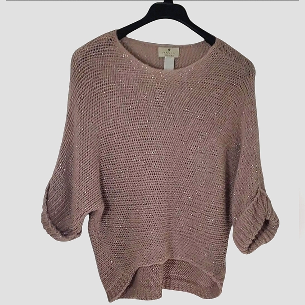 Berretti Open Knit Sweater with Metallic Specks – One Size Fits All